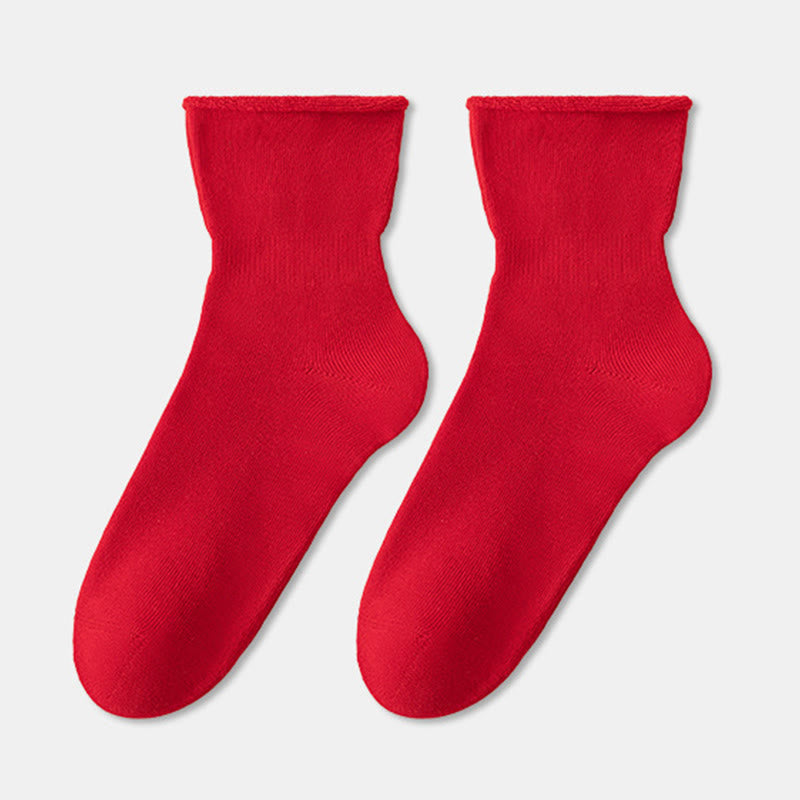 Plusock Plus Size Skin Friendly Bedtime Quarter Socks(2 Pairs) - Red - EU36-45(US3-11) - image 12