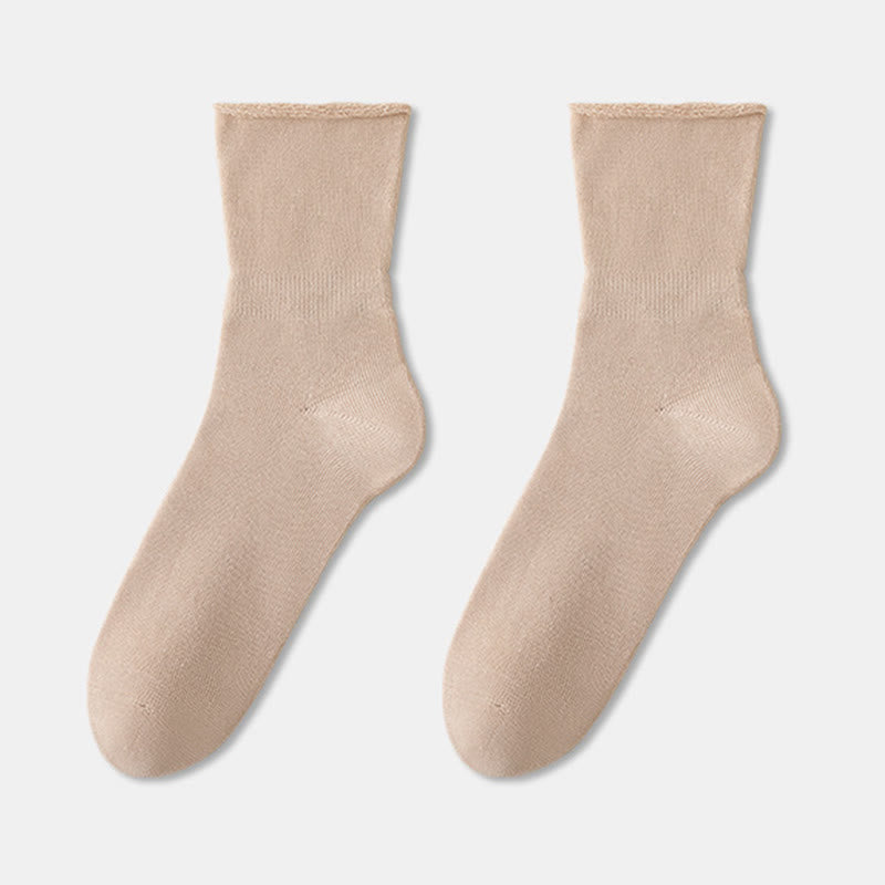 Plusock Plus Size Skin Friendly Bedtime Quarter Socks(2 Pairs) - Apricot - EU36-45(US3-11) - image 13