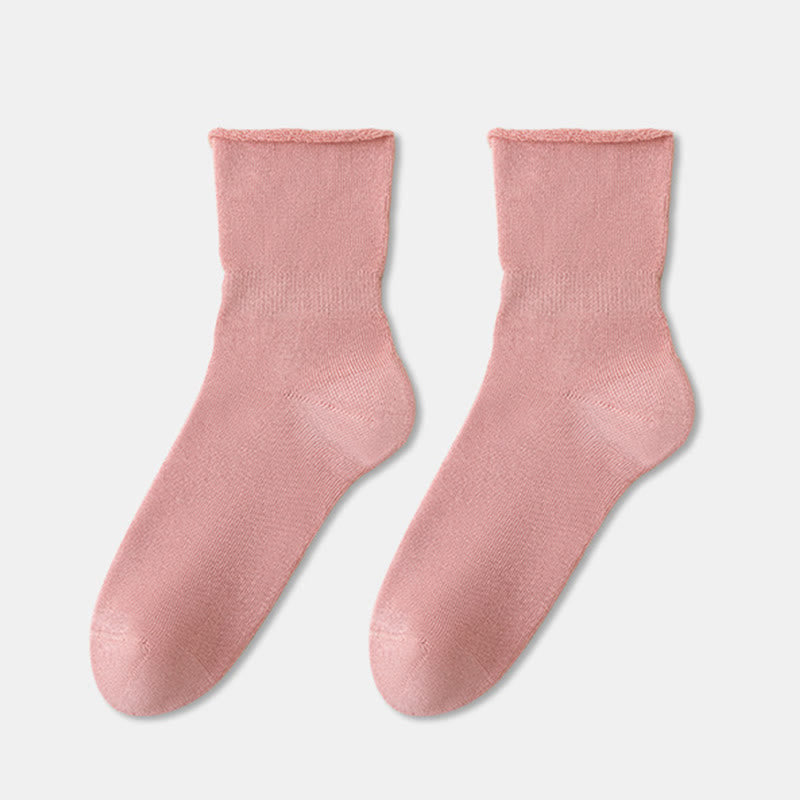 Plusock Plus Size Skin Friendly Bedtime Quarter Socks(2 Pairs) - Pink - EU36-45(US3-11) - image 16