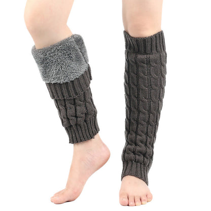 Plusock Knitted Wool Cable Warm Thickened Leg Warmers - Dark Grey - One Size - image 7