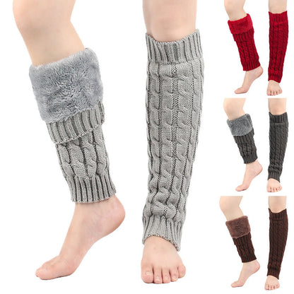 Plusock Knitted Wool Cable Warm Thickened Leg Warmers - image 0