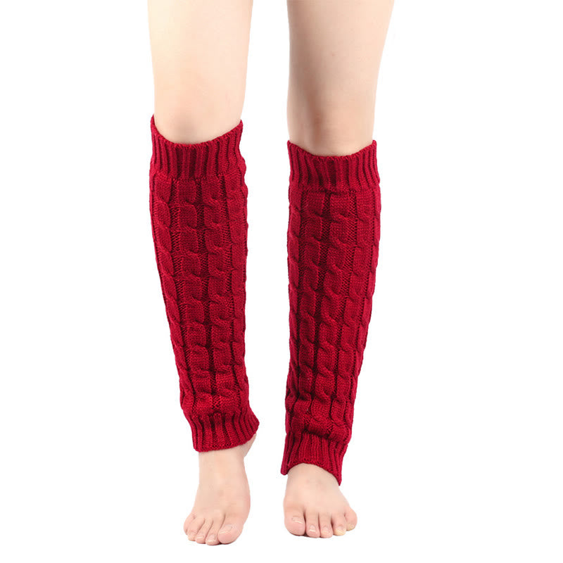 Plusock Knitted Wool Cable Warm Thickened Leg Warmers - image 2