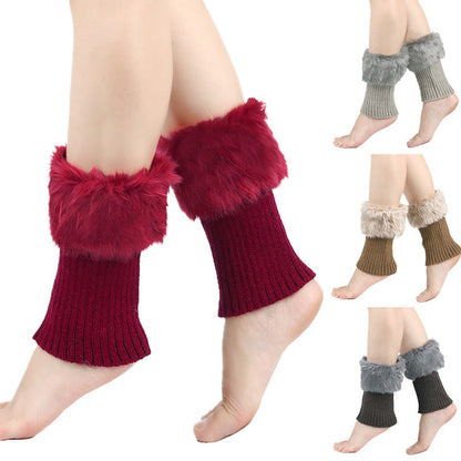 Plusock Knitted Fur Boot Cuffs Short Leg Warmers - image 1