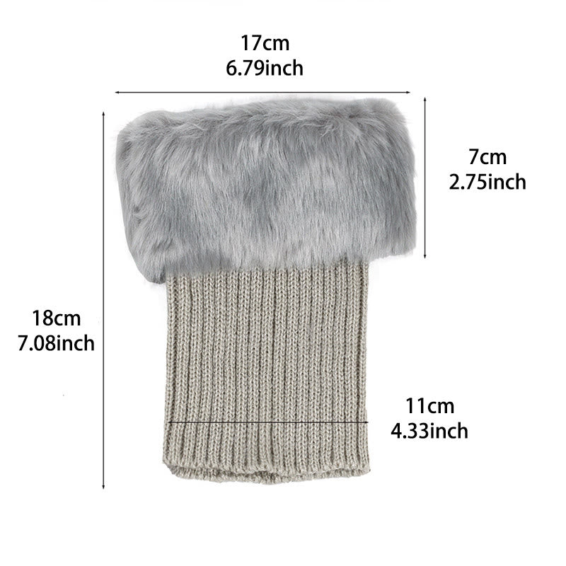 Plusock Knitted Fur Boot Cuffs Short Leg Warmers - image 6