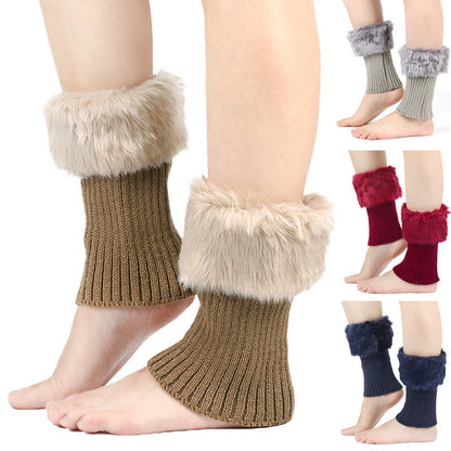 Plusock Knitted Fur Boot Cuffs Short Leg Warmers - image 0