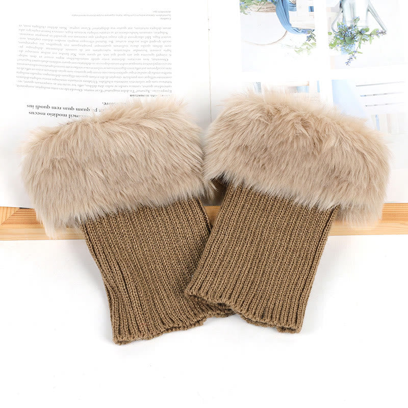 Plusock Knitted Fur Boot Cuffs Short Leg Warmers - image 12
