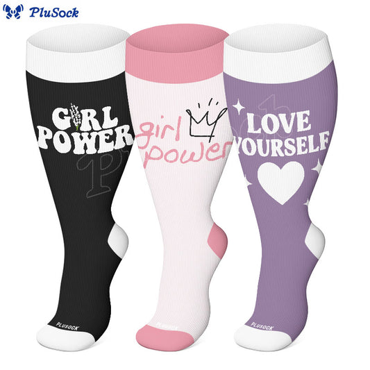 Plusock Plus Size Girl Power Confidence Compression Socks(3 Pairs) - image 0