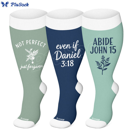Plusock Plus Size Scripture Faith Compression Socks(3 Pairs) - image 0