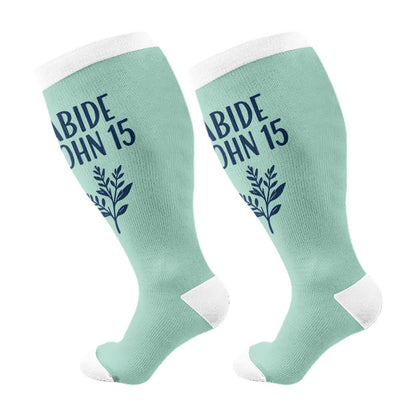 Plusock Plus Size Scripture Faith Compression Socks(3 Pairs) - Light Green(1 Pair) - 4XL - image 6