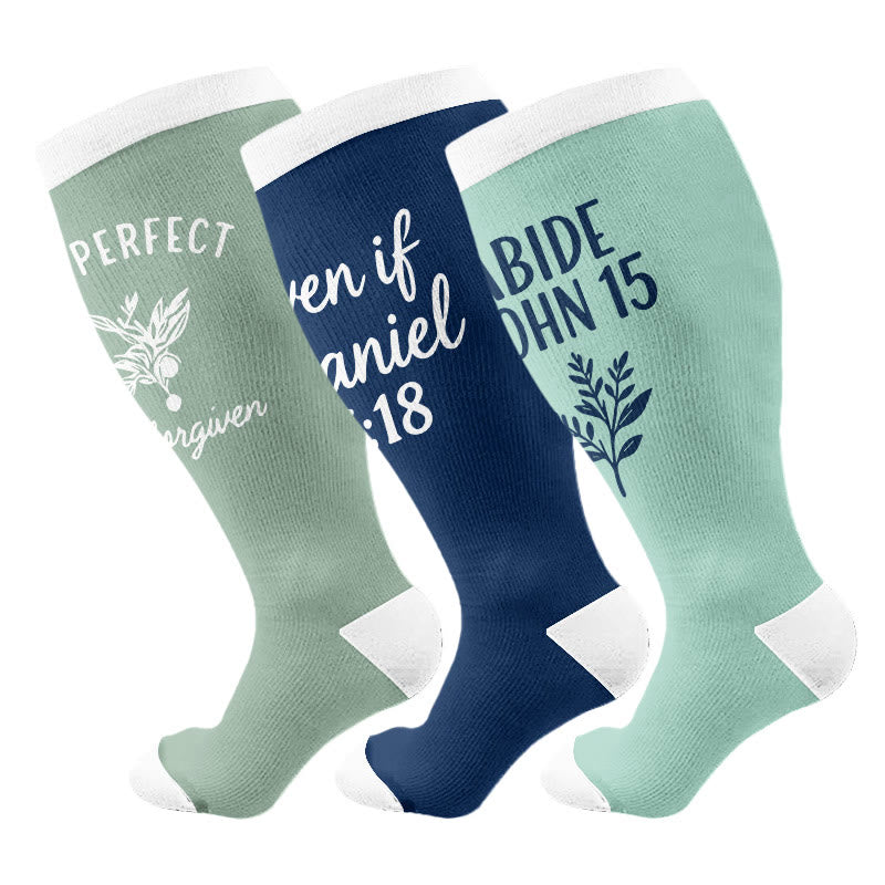 Plusock Plus Size Scripture Faith Compression Socks(3 Pairs) - Multicolor - 4XL - image 1
