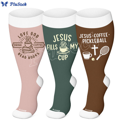Plusock Plus Size Jesus Fills My Cup Compression Socks(3 Pairs) - image 0
