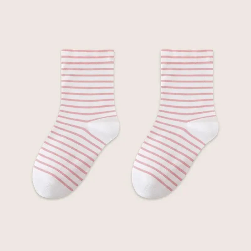 Plusock Breathable Stripe Sleep Socks(3 Pairs) - Pink - EU36-39(US3-6) - image 12