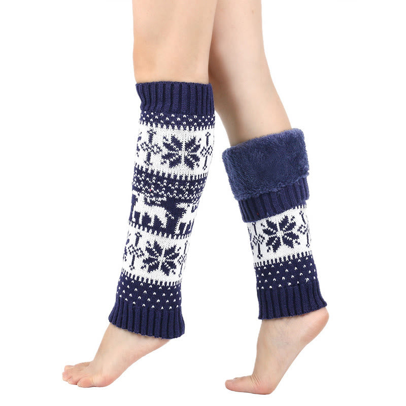 Plusock Knitted Fur Snowflake Deer Leg Warmers - image 3