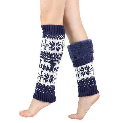 Plusock Knitted Fur Snowflake Deer Leg Warmers - image 3