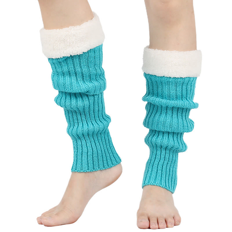 Plusock Knitted Fleece Lined Solid Leg Warmers - Sky Blue - One Size - image 10