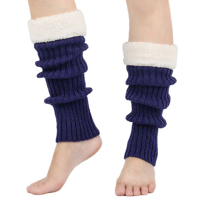 Plusock Knitted Fleece Lined Solid Leg Warmers - Navy Blue - One Size - image 14