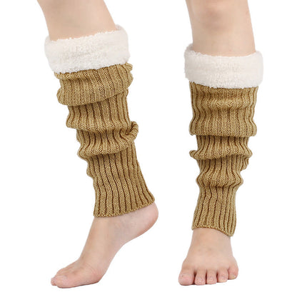 Plusock Knitted Fleece Lined Solid Leg Warmers - Nude - One Size - image 9