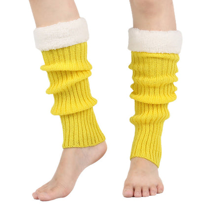 Plusock Knitted Fleece Lined Solid Leg Warmers - Yellow - One Size - image 5