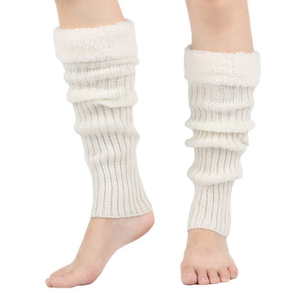 Plusock Knitted Fleece Lined Solid Leg Warmers - White - One Size - image 7