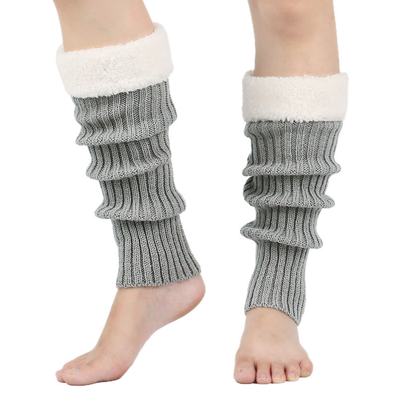 Plusock Knitted Fleece Lined Solid Leg Warmers - Light Gray - One Size - image 16