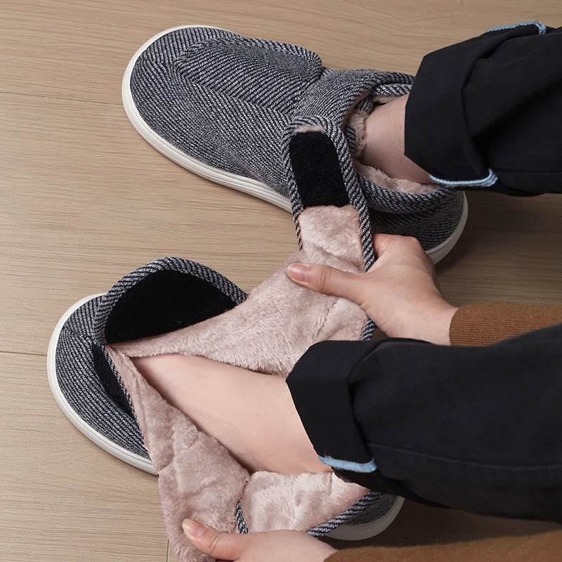 Plusock Plus Size Grey Velcro Slippers - image 1