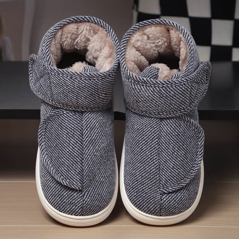 Plusock Plus Size Grey Velcro Slippers - Grey - EU42-43(US7.5-8.5) - image 2