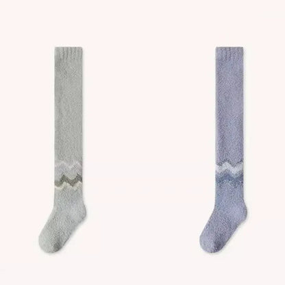 Plusock Knee High Coral Fleece Sleep Socks(2 Pairs) - Light Green+Blue - EU43-48(US9-13) - image 15