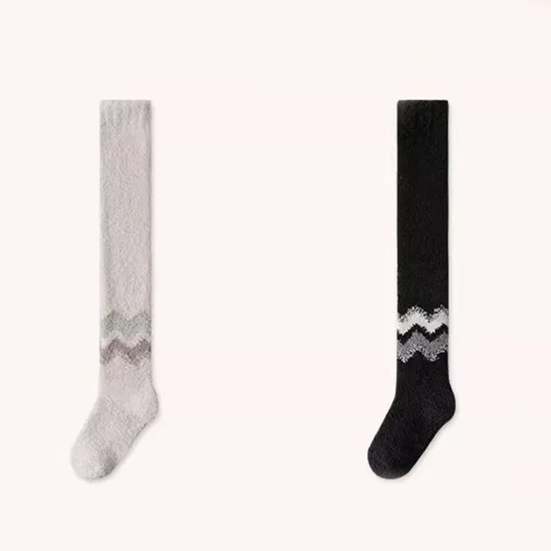 Plusock Knee High Coral Fleece Sleep Socks(2 Pairs) - Black+Camel - EU43-48(US9-13) - image 13