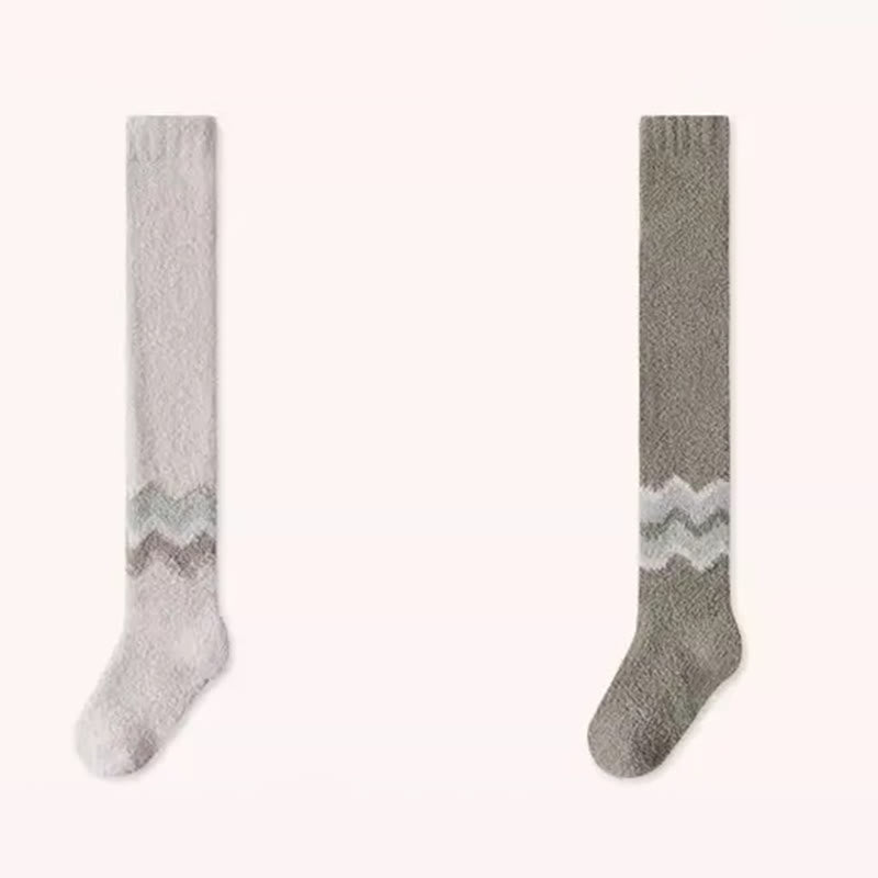 Plusock Knee High Coral Fleece Sleep Socks(2 Pairs) - Camel+Green - EU43-48(US9-13) - image 12