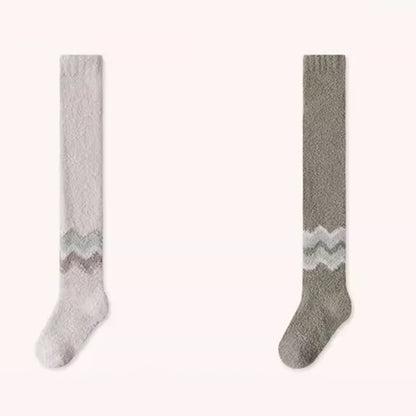 Plusock Knee High Coral Fleece Sleep Socks(2 Pairs) - Camel+Green - EU43-48(US9-13) - image 12