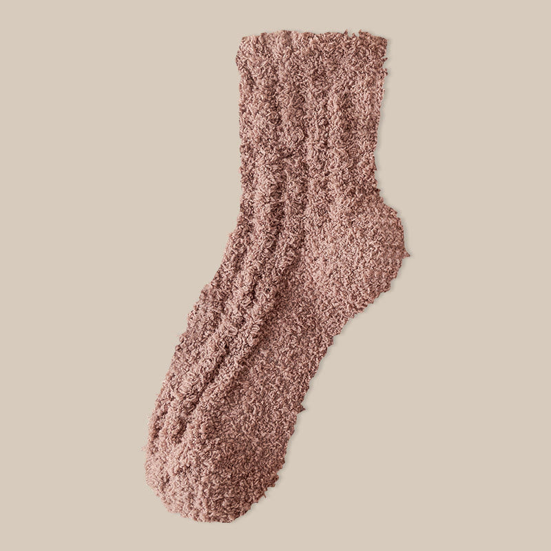Plusock Coral fleece Winter Sleep Socks(7 Pairs) - Brown - EU39-43(US6-9) - image 17
