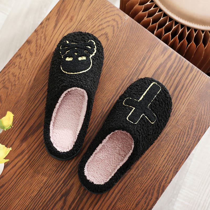 Plusock Plus Size Skull Crossbones Slippers - Black - EU44-45(US10-11) - image 3