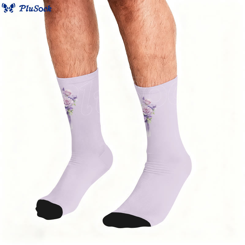 Plusock Floral Cross Faith Quarter Socks - image 2