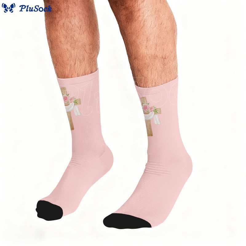 Plusock Floral Cross Faith Quarter Socks - image 1