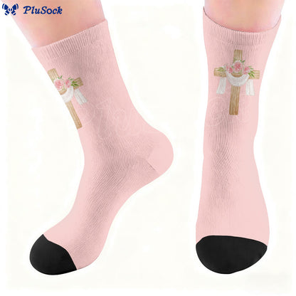 Plusock Floral Cross Faith Quarter Socks - image 5