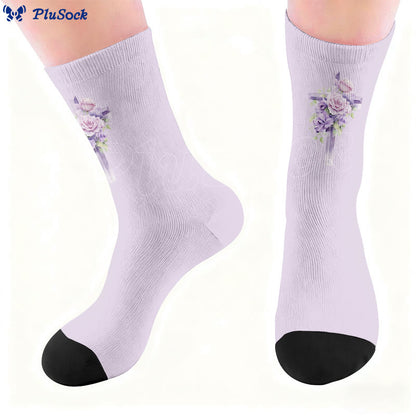 Plusock Floral Cross Faith Quarter Socks - image 4