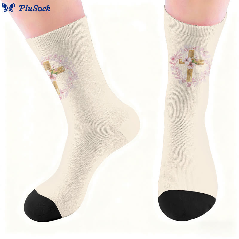 Plusock Floral Cross Faith Quarter Socks - image 6