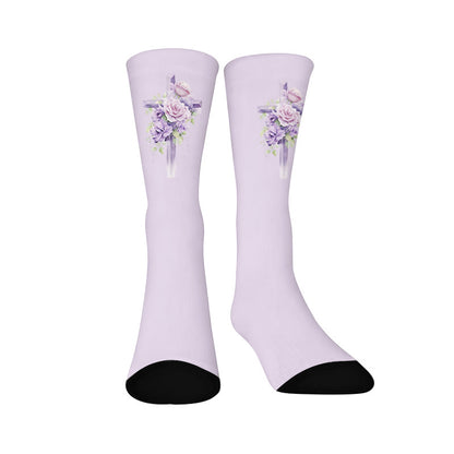 Plusock Floral Cross Faith Quarter Socks - Purple(1 Pair) - EU37-44(US4-10) - image 8