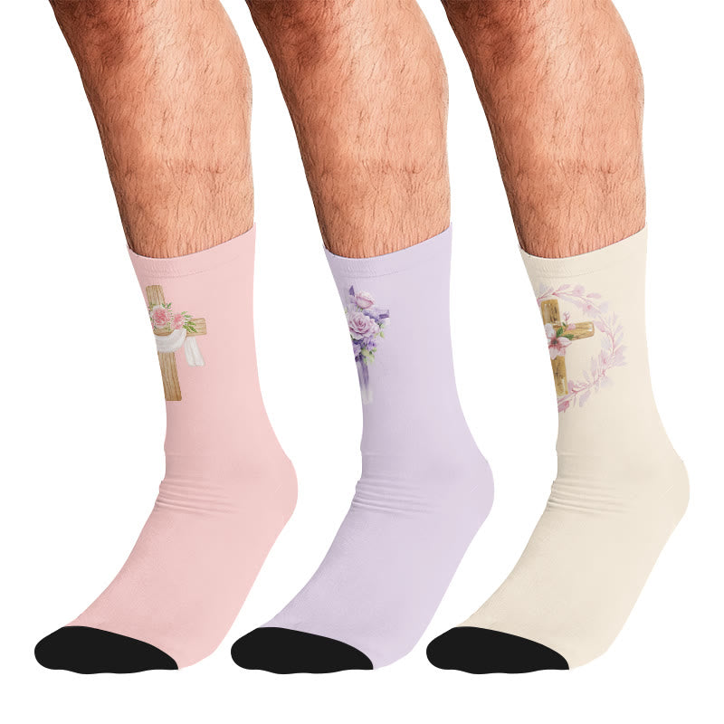 Plusock Floral Cross Faith Quarter Socks - Multicolor - EU37-44(US4-10) - image 10