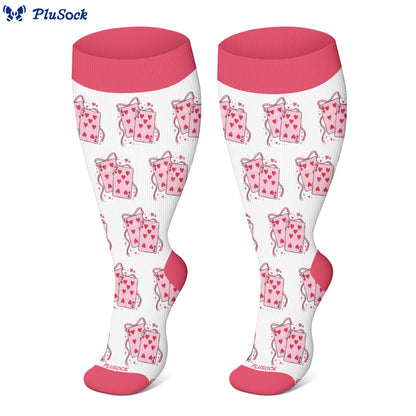 Plusock Plus Size Heart Playing Cards Compression Socks(3 Pairs) - image 4