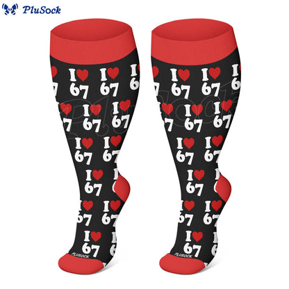 Plusock Plus Size Heart Playing Cards Compression Socks(3 Pairs) - image 2