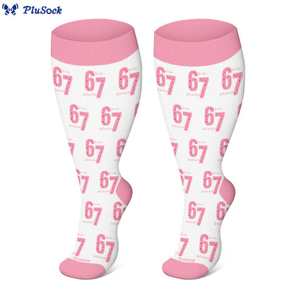 Plusock Plus Size Heart Playing Cards Compression Socks(3 Pairs) - image 3