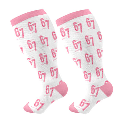 Plusock Plus Size Heart Playing Cards Compression Socks(3 Pairs) - Pink(1 Pair) - 4XL - image 6
