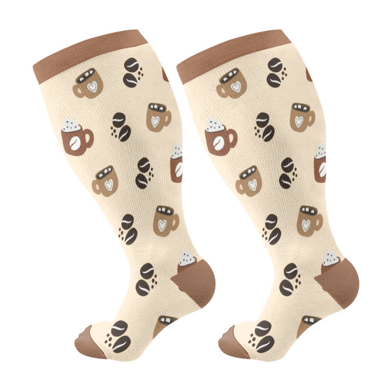 Plusock Plus Size Coffee Series Compression Socks - Khaki - 4XL - image 6