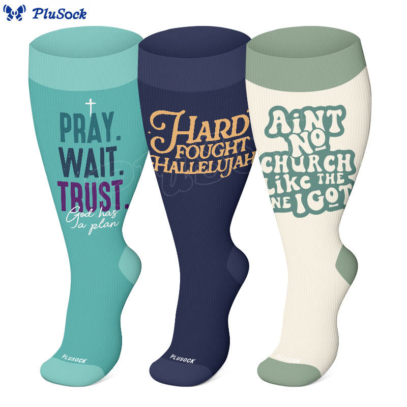 Plusock Plus Size Bible Verse Compression Socks(3 Pairs) - image 0