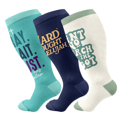 Plusock Plus Size Bible Verse Compression Socks(3 Pairs) - Multicolor - 4XL - image 1