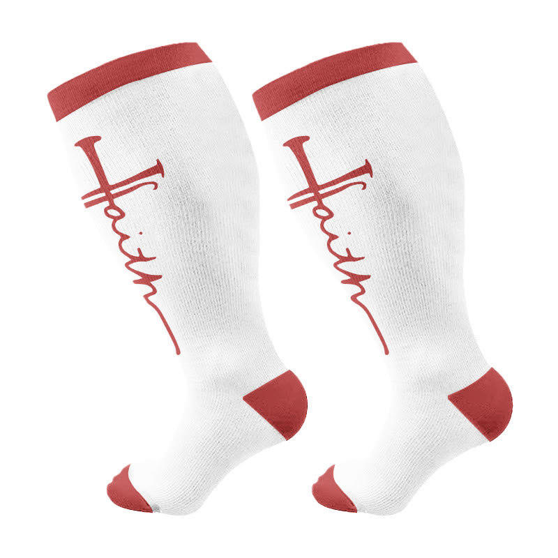 Plusock Plus Size Cross Flower Compression Socks(3 Pairs) - Red(1 Pair) - 4XL - image 9