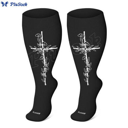 Plusock Plus Size Cross Flower Compression Socks(3 Pairs) - image 10