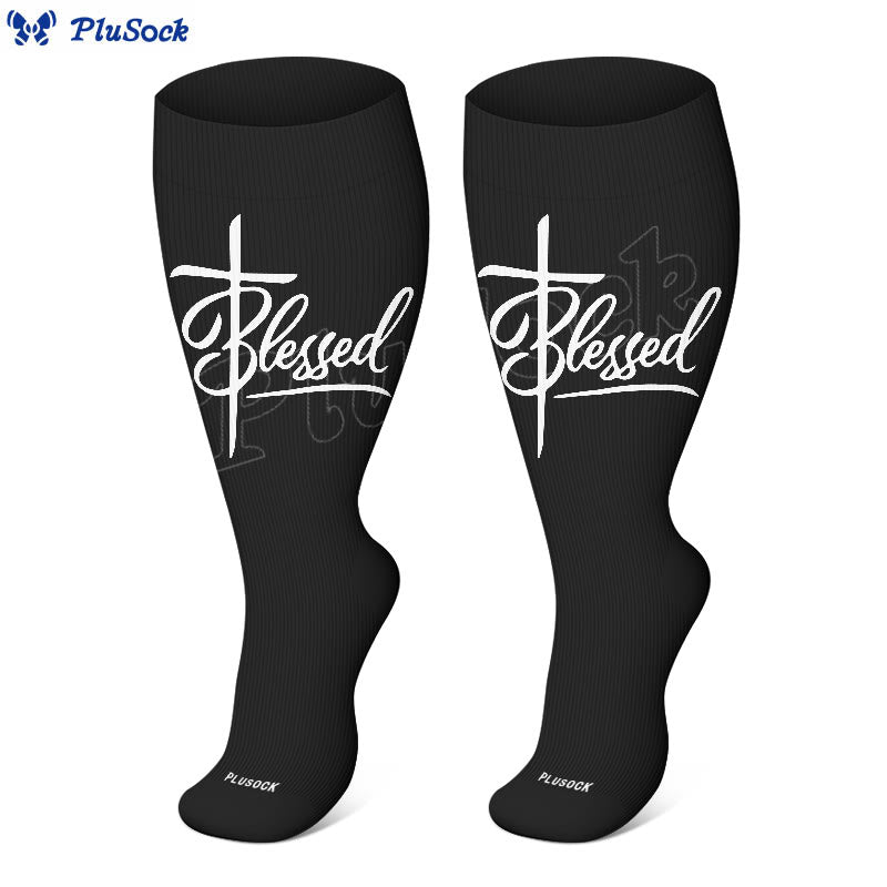 Plusock Plus Size Scripture Cross Message Compression Socks(3 Pairs) - image 4