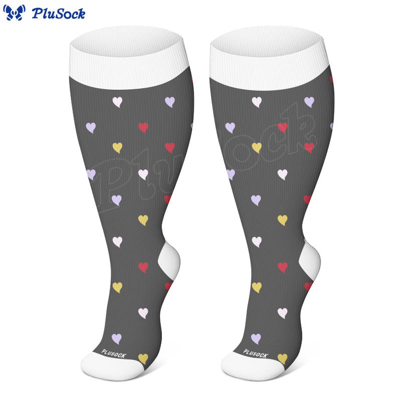 Plusock Plus Size Love Print Compression Socks(3 Pairs) - image 2